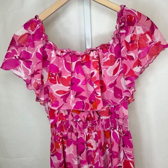 Kate and Lily Size 10 Flowy Pink Floral Tropical Maxi Dress Romantic Boho - Picture 5 of 13